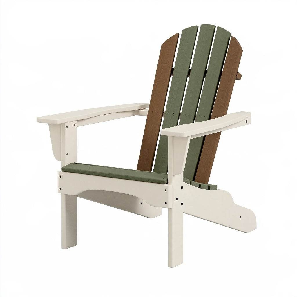 Adirondack Gartenstuhl 82 x 76 x 97 cm aus Kunststoff Weiß Grün Braun für Terrasse im Landhausstil