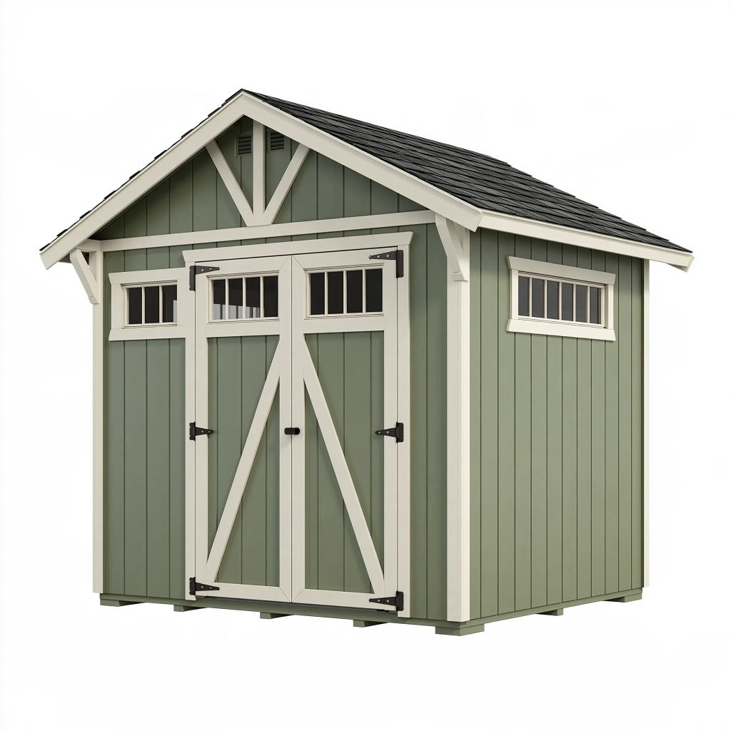 Gartenhaus 244 x 183 x 224 cm Holz Grün Weiß mit Satteldach