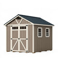 Gartenhaus 300 x 240 x 250 cm Holz in Taupe mit Metall-Satteldach und Doppeltür