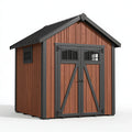Gartenhaus 200 x 150 x 220 cm aus Holz Braun Anthrazit mit Doppeltür und Satteldach