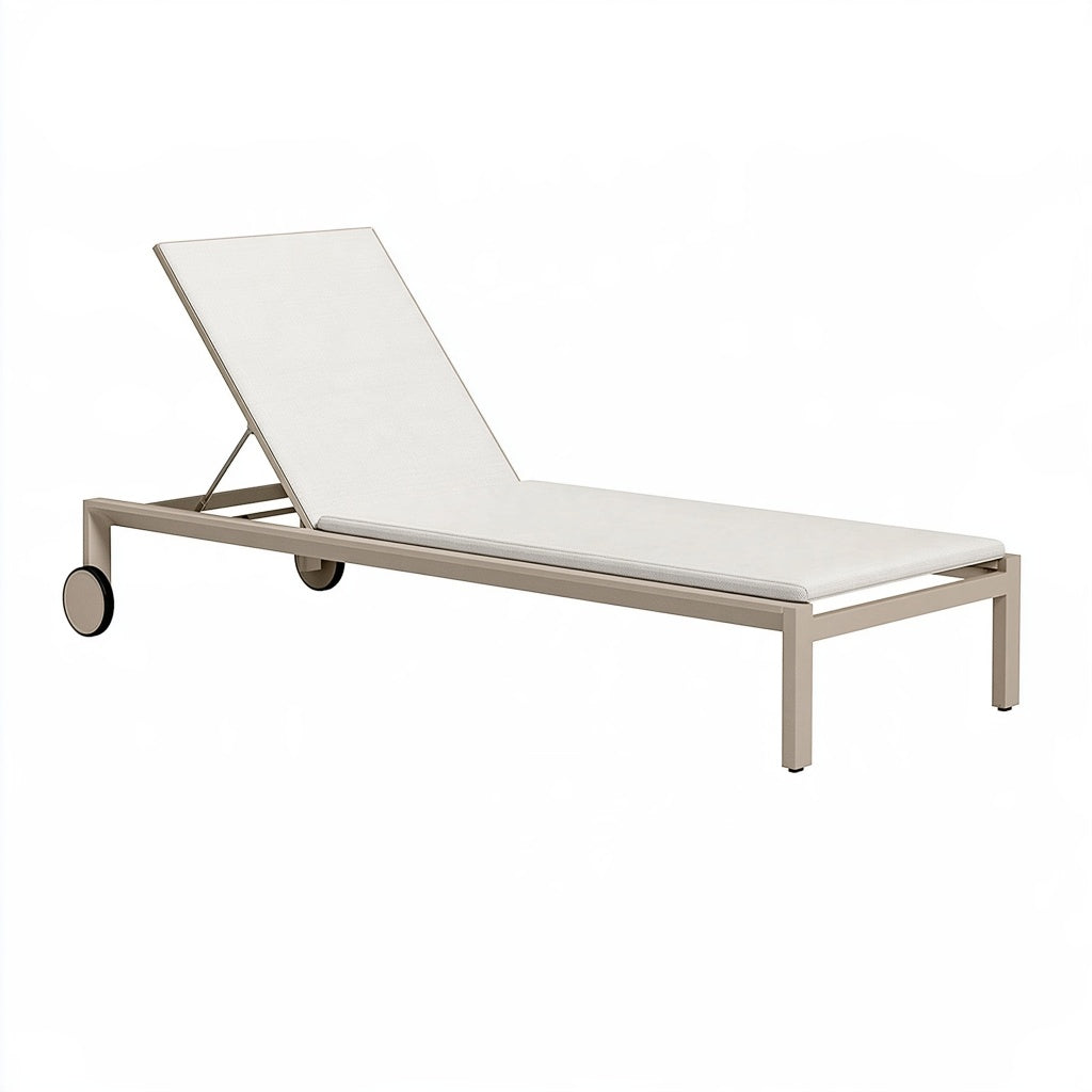 Sonnenliege 200 x 70 cm Metall Beige verstellbar mit Rollen