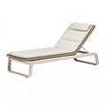 Gartenliege 200 x 70 x 85 cm Aluminium Kunststoffgeflecht Beige Cremeweiß mit verstellbarer Rückenlehne