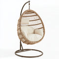 Hängesessel 105 x 105 x 195 cm Rattan Naturbraun mit Metallgestell für Innenbereiche