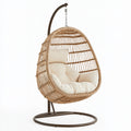 Hängesessel 105 x 105 x 195 cm aus Rattan in Naturbraun mit Metallgestell Boho