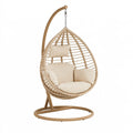 Hängesessel 105 x 105 x 195 cm Beige Braun mit Metallgestell und Seilgeflecht