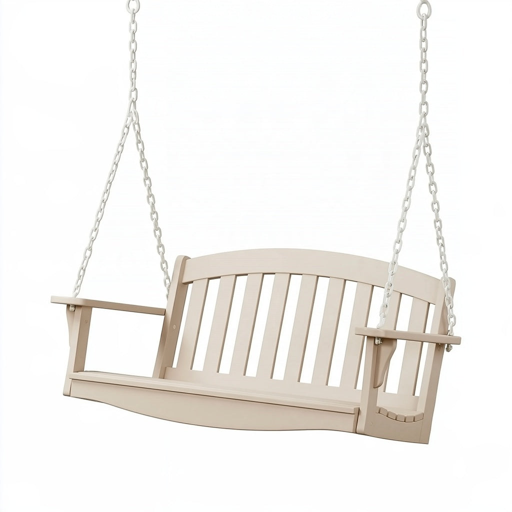Garten-Hängeschaukelbank 120 x 65 x 55 cm aus Holz Beige für Terrasse im klassischen Stil