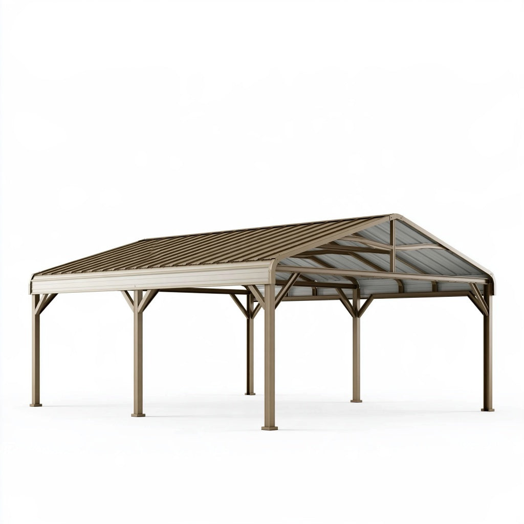 Carport 600 x 300 x 270 cm mit Metallrahmen in Taupe für Außenbereiche