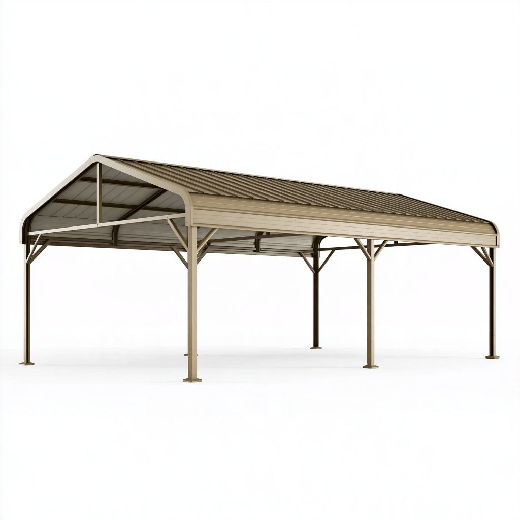Carport 600 x 300 x 260 cm aus Stahl in Taupe mit Satteldach