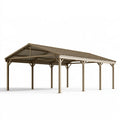 Carport 600 x 300 x 270 cm aus Stahl in Taupe mit Satteldach für Fahrzeuge