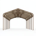 Carport 600 x 300 x 270 cm aus Metall in Braun mit transparentem Dach