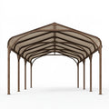 Carport 600 x 300 x 280 cm Stahl Braun mit Dachpaneelen Fahrzeugüberdachung