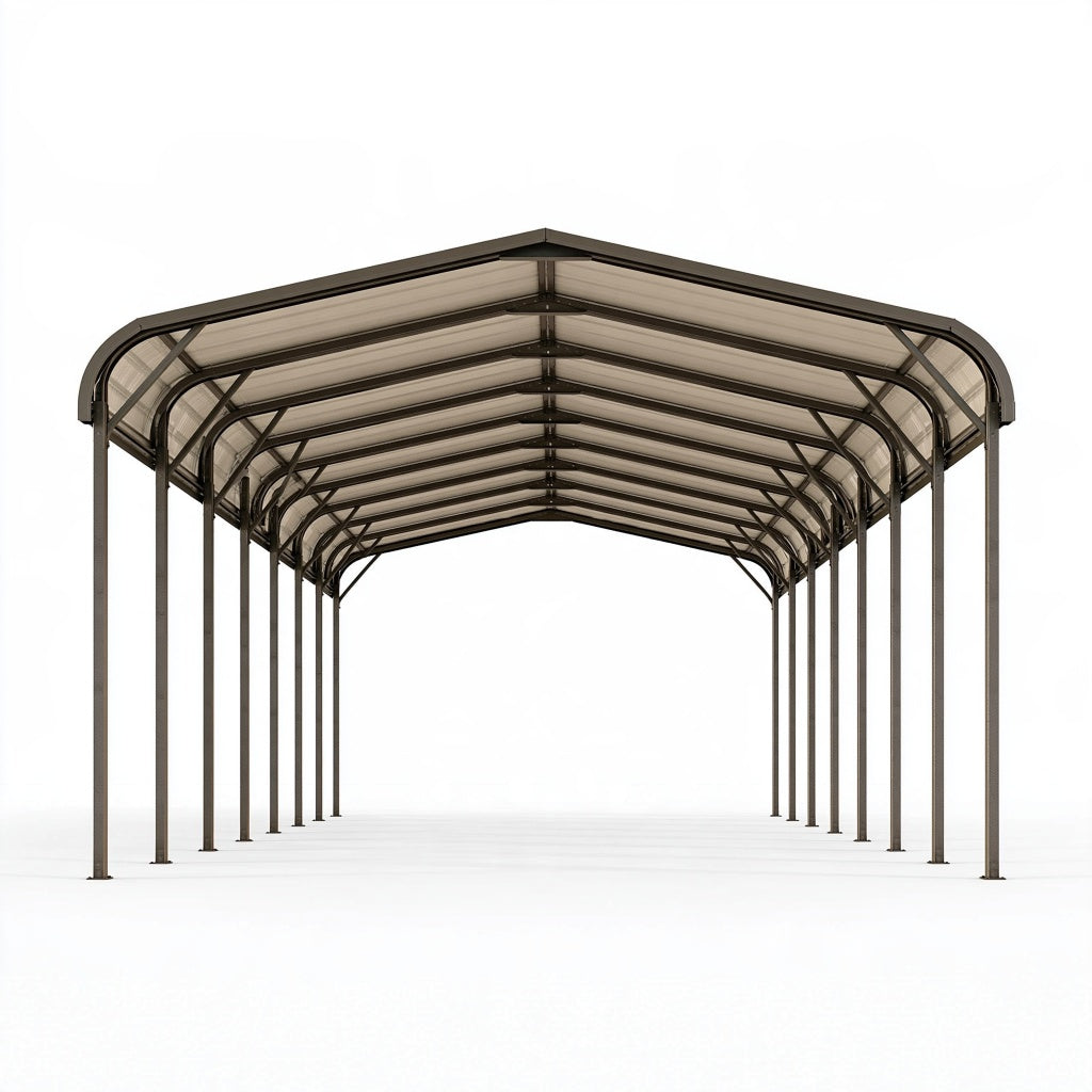 Carport 600 x 300 x 270 cm Stahl Braun mit transparentem Polycarbonatdach