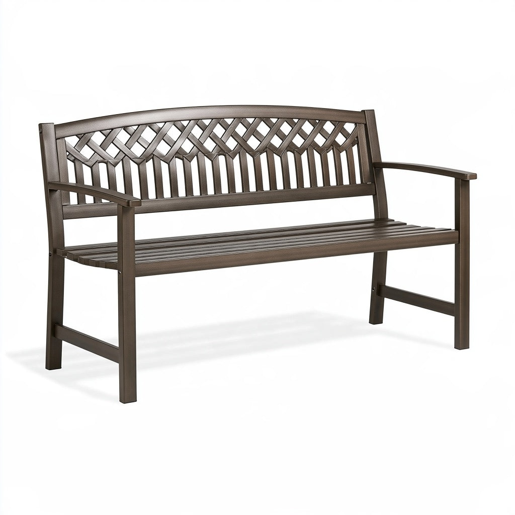 Gartenbank 122 x 62 x 88 cm Metall Braun - 2-Sitzer mit Armlehnen