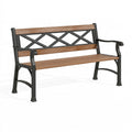 Gartenbank 122 x 61 x 87 cm Metall und Kunststoff Braun Schwarz mit Armlehnen